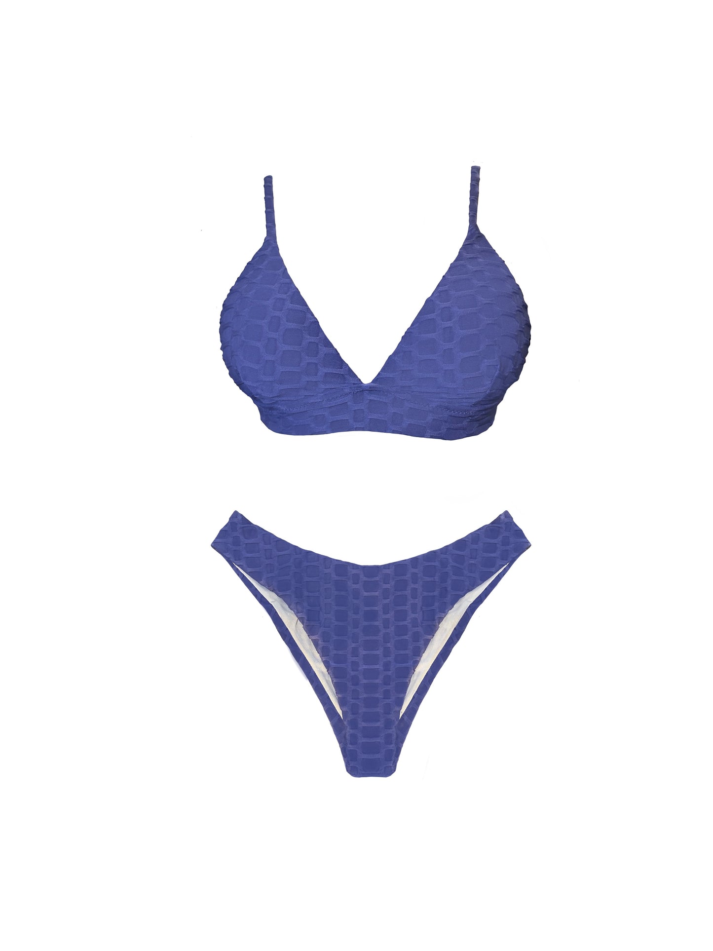 Purple Textured Two Piece Swimsuit